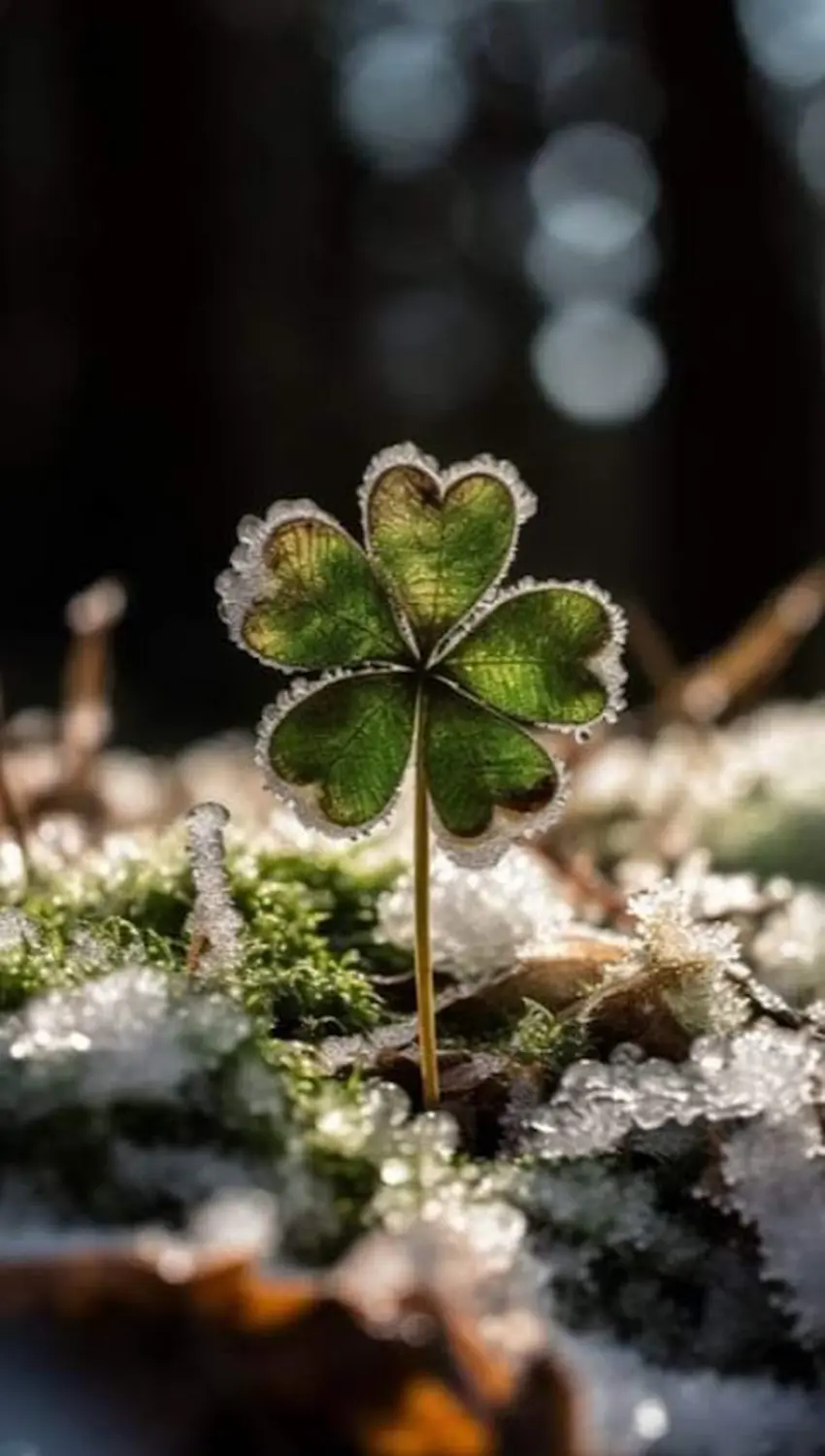 Kleine Pflanze mit Eis bedeckt von Achtsamkeitstraining 